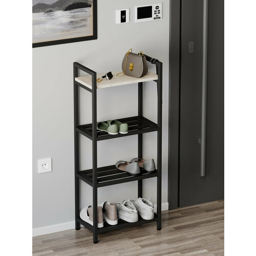 Обувница для прихожей IamLoft с полкой, ЛДСП, дуб эвок, 101х44х25 см