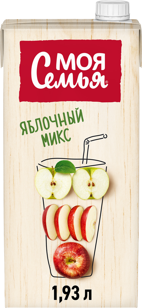 Напиток сокосодержащий МОЯ семья Яблочный микс из яблок, 1.93л
