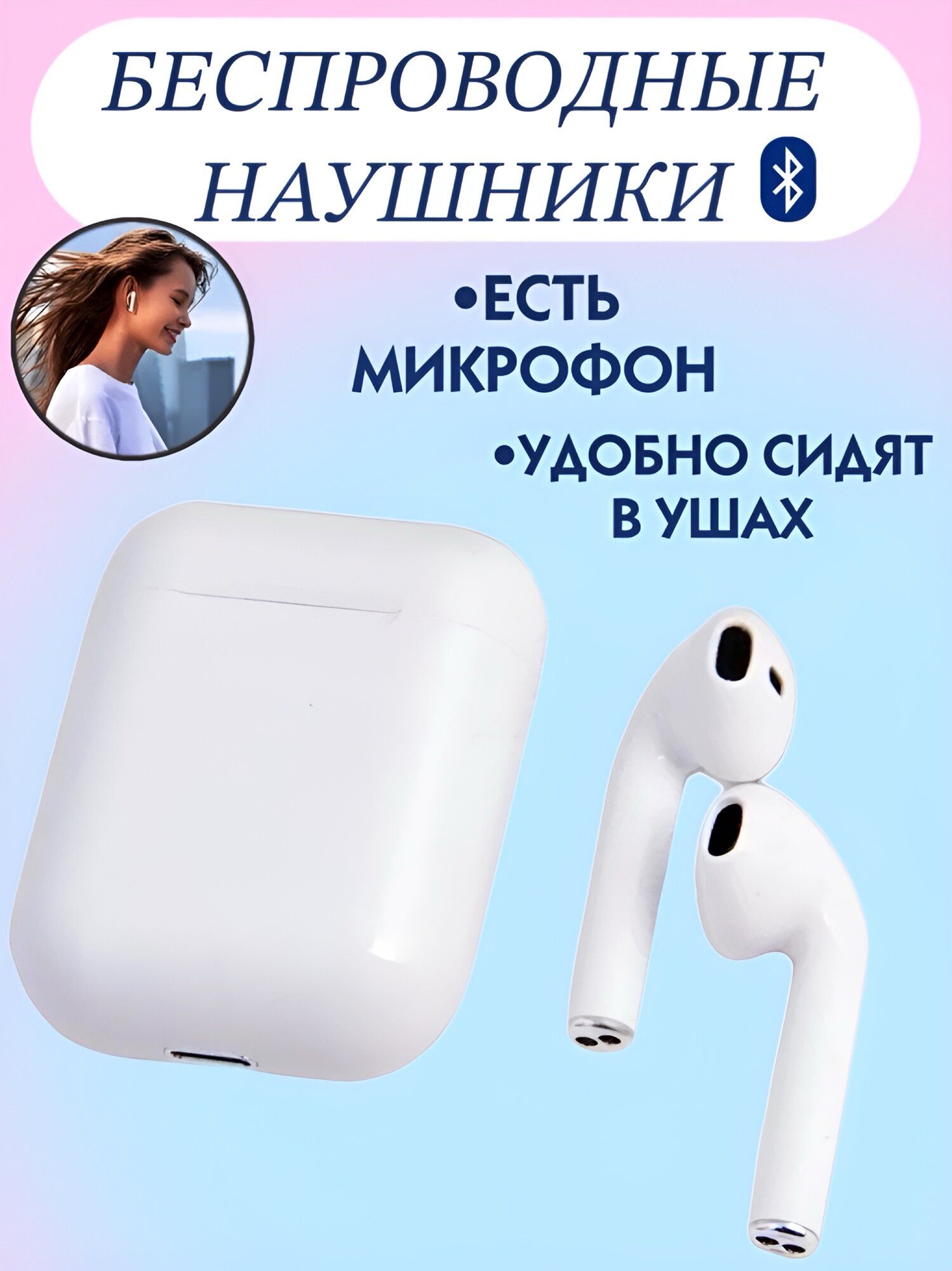 Беспроводные наушники TWS i12, белые