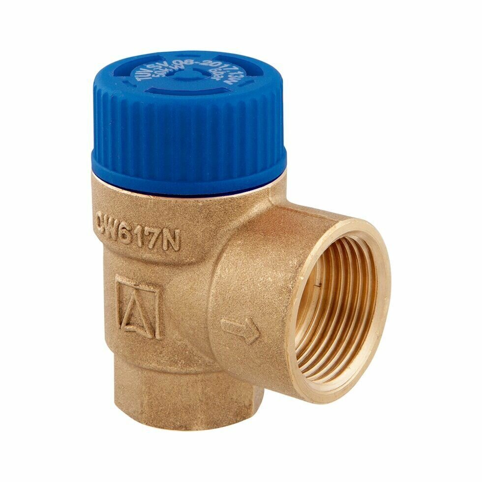 Предохранительный клапан 1/2" х 3/4" ВР (10 бар) AFRISO MSW, нерегулируемый / Устройство аварийного сброса избыточного давления для котла отопления — фото 1