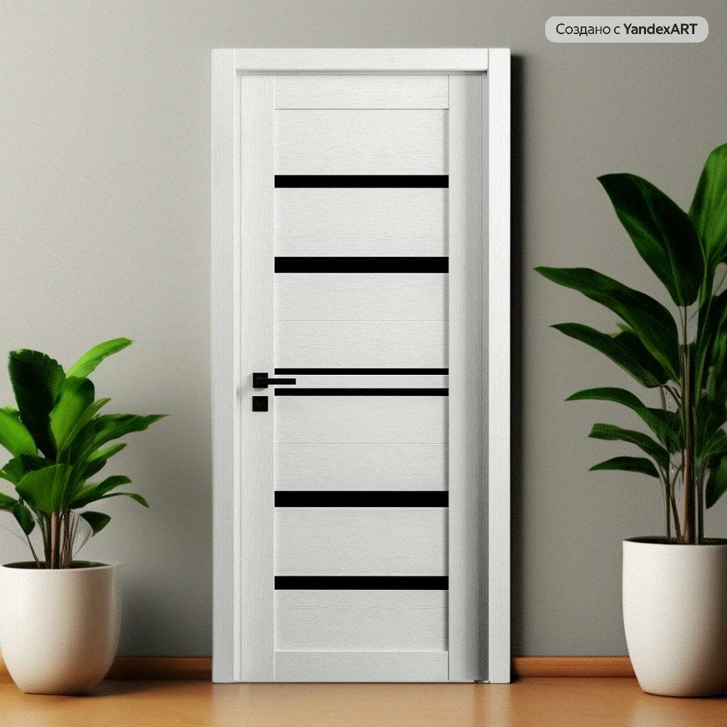 фото Межкомнатная дверь ВДК ECO Deluxe 302, Цвет белый бьянко, 800х2000 мм (комплект: полотно + коробочный брус + наличники)