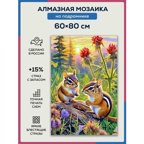 Алмазная мозаика 60x80 Два бурундука на подрамнике