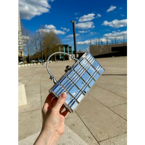 Сумка клатч Firebird, фактура рельефная, гладкая, лаковая, серебряный