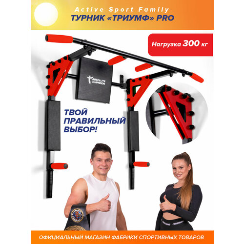 Турник-Брусья Триумф PRO черный красные ручки и пластина разборный 5236₽