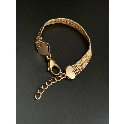 фото Браслет xuping jewelry с сердечками, размер 20 см, размер one size, золотистый