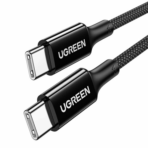кабель ugreen us557 15269 usb c to usb c pd fast charging silicone braided cable длина 2 м цвет белый Кабель UGREEN US557 (15275) USB-C to USB-C PD 5A - 1м. черный
