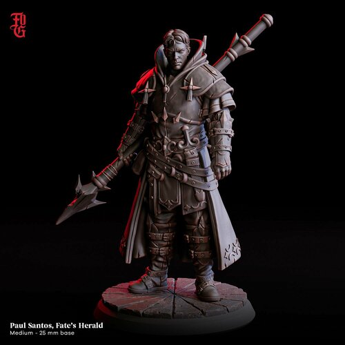 Миниатюра D&D 'Пол Сантос, Вестник Судьбы' масштаб 32 мм (DnD, Dungeons & Dragons, ДнД, Подземелья и Драконы, Pathfinder)