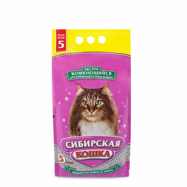 Комкующийся наполнитель Сибирская кошка Экстра Комкующийся, 5л, 1 шт.