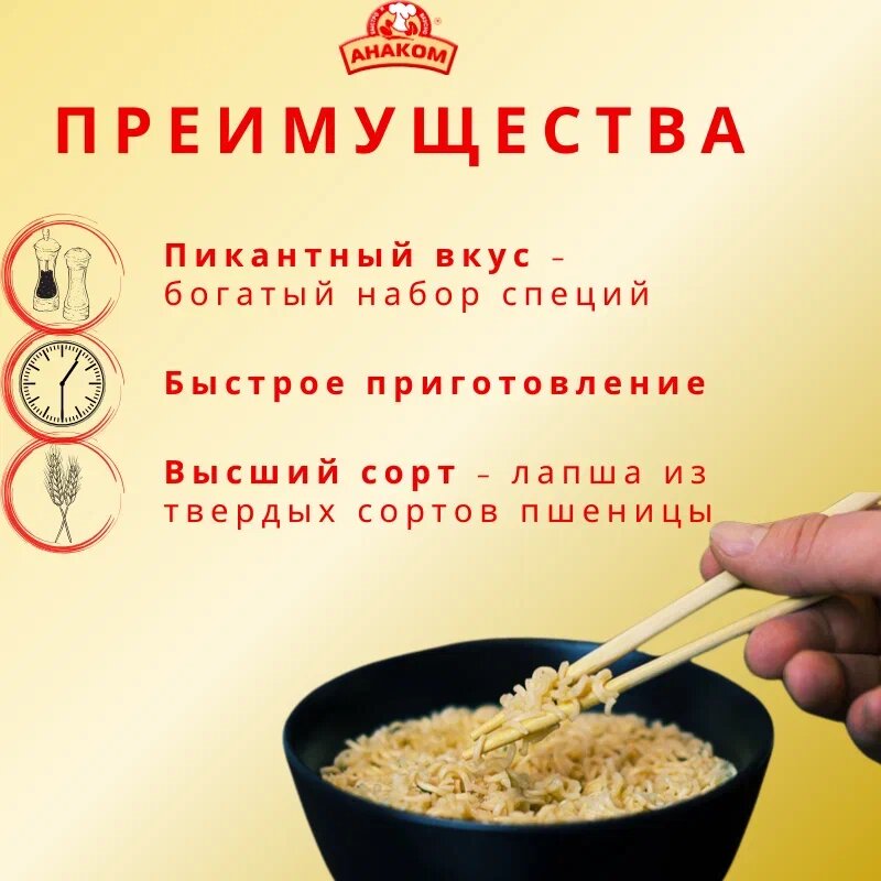 Вермишель Анаком со вкусом сыра и бекона 60г Импрод - фото №8