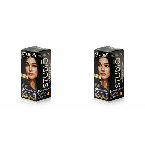 essem hair studio professional biocolor стойкая крем краска для волос 3 шт 7 34 лесной орех 115 мл Studio Professional Essem Hair Стойкая Крем - краска для волос, 3D Holography, тон 1.0 Черный, 115 мл, 2 шт.