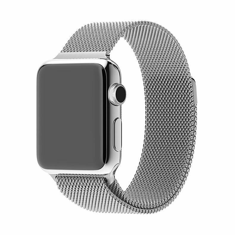 Металлический ремешок миланского плетения для Apple Watch 42/44/45/49мм, серебристый