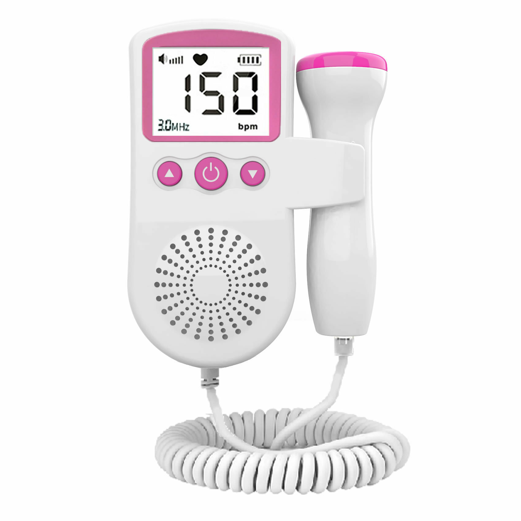 Фетальный допплер для беременных домашний, прибор для узи сердцебиения, с ЖК экраном, 3МГц, розовый