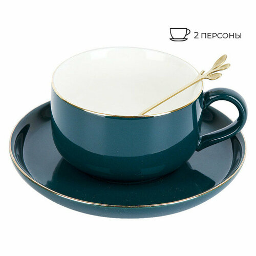 Набор чайный nouvelle home royal line emerald 24 350мл с ложками фарфор 6048₽