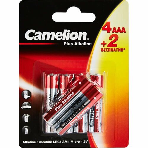 батарейка алкалиновая camelion plus alkaline 4 2lr6 bp aaa 6 шт Батарейка алкалиновая Camelion Plus Alkaline 4+2LR6-BP AAA 6 шт.