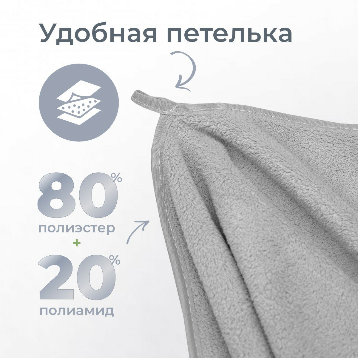 Набор полотенец из микрофибры Сванк 35*75 +50*90+ 70*140 см серый/Быстросохнущее пляжное полотенце для Тренировок - фотография № 3