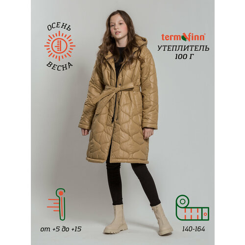 Пальто Orso Bianco, размер 158, бежевый пальто халат демисезонное силуэт прямой удлиненное размер xxxl 164 178 зеленый