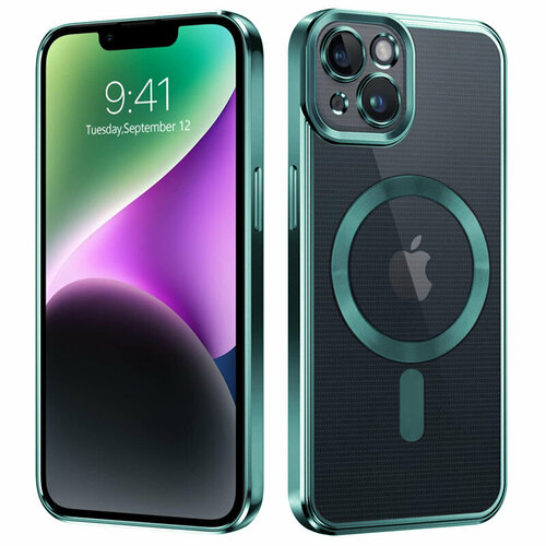 Чехол для iPhone 14 Metal Magnet Case Marine Green