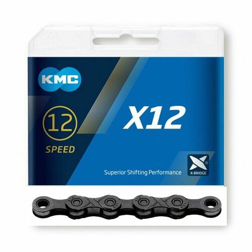 Цепь KMC X12 Black 126 звеньев цепь kmc x12 12ск 126зв