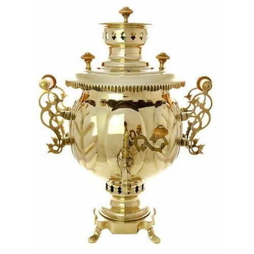 Самовар комбинированный латунный 4,5 литра овал, завод Штамп