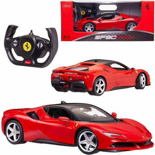 Машина р/у 1:14 Ferrari SF90 Stradale, цвет красный bburago 1 24 scale black new ferrari sf90 stradale alloy luxury vehicle diecast cars model toy collection gift