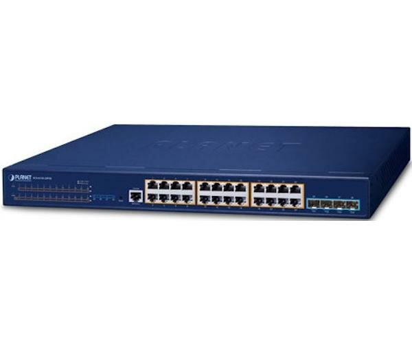 Коммутатор/ PLANET Layer 3 24-Port 10/100/1000T 802.3at PoE + 4-Port 10G SFP+ Stackable Managed Switch (370W PoE budget, Hardware stacking up to 8 uni