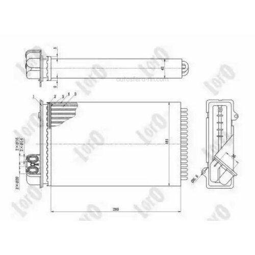 LORO 0080150003 радиатор отопителя CHRYSLER TOWN & COUNTRY II (96-) 2.4 I, VOYAGER II (96-) 2.0 I (AUT, PETROL)