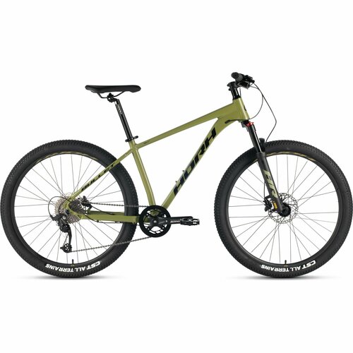 Велосипед горный HORH BULLET BHD 7.0 27,5" (2024), хардтейл, взрослый, мужской, алюминиевая рама, оборудование Microshift, 8 скоростей, дисковые гидравлические тормоза, цвет Dark Green-Black, зеленый-черный цвет, размер рамы 15", для роста 160-170 см