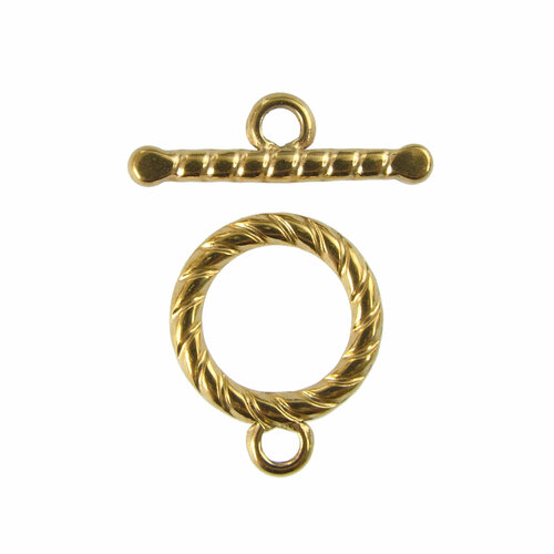 Застежка замок тогл Twisted Antico Gold 15 мм для бижутерии, бисероплетения, браслетов, бус