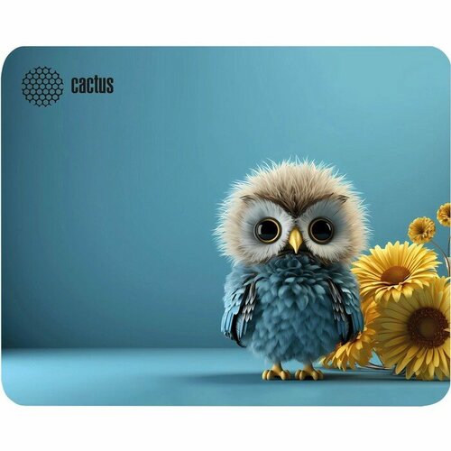 Коврик для компьютерной мыши Cactus Owl blue, игровой, 220*180*2 мм, рис. синяя сова