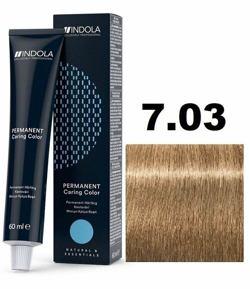 Indola Permanent Caring Color Крем-краска для волос 7/03 средний блондин натуральный золотистый 60мл