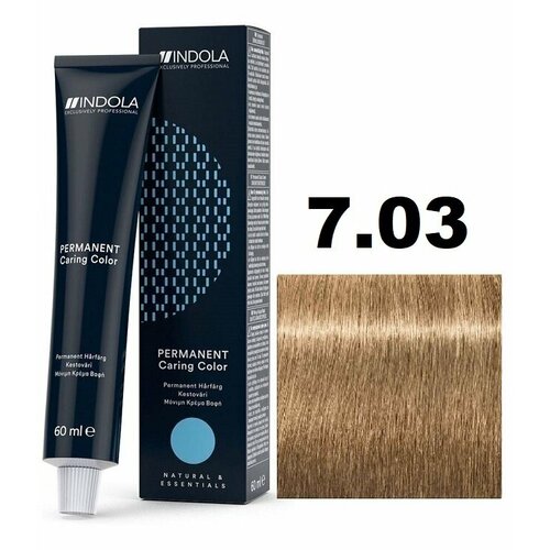 Indola Permanent Caring Color Крем-краска для волос 7/03 средний блондин натуральный золотистый 60мл стойкая крем краска для волос permanent caring color 60мл 7 00 средний русый интенсивный натуральный