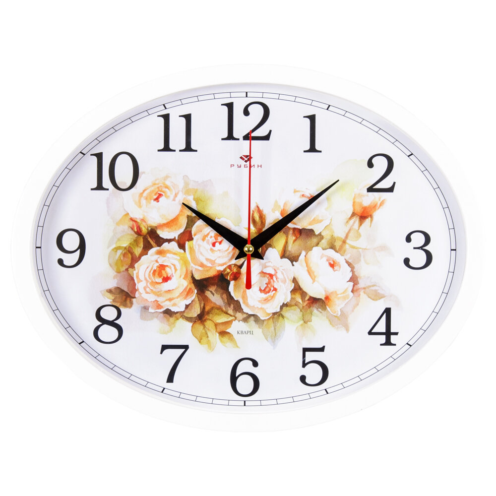 Часы настенные Рубин 2720-108, Цветы, пастель, корпус белый