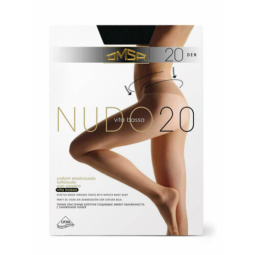 фото Колготки omsa nudo vita bassa, 20 den, размер 3, nero=чёрный