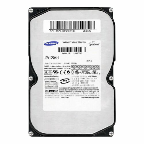 Жесткий Диск Samsung SV1204H 120Gb IDE 35 HDD 5225₽