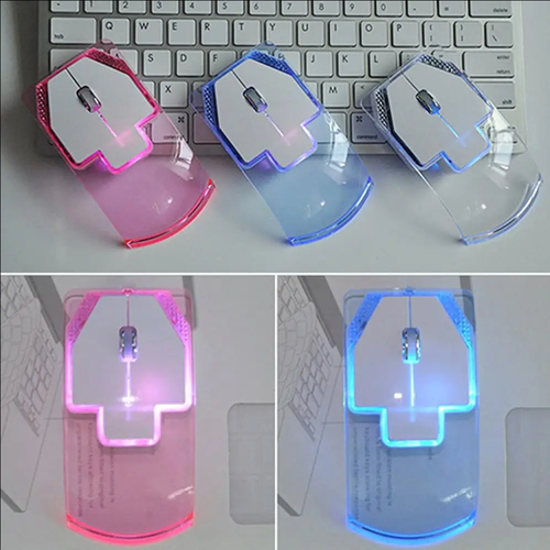 Проводная прозрачная мышь с подсветкой синяя 599₽