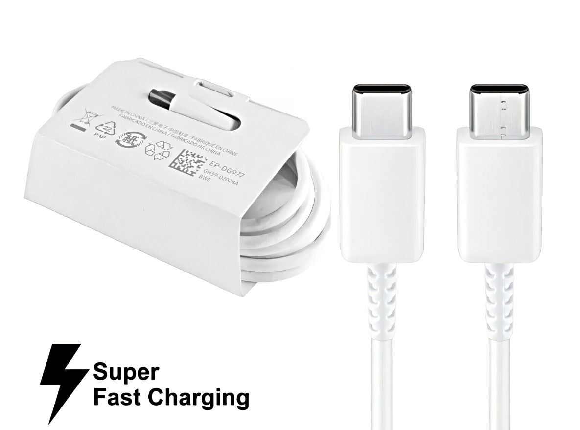 Зарядное устройство для Samsung 45W / Адаптер питания + кабель USB Type-C 5A / Супер быстрая зарядка 45W / White