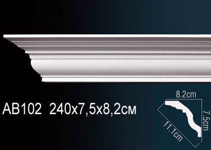 Карниз Perfect потолочный 82x75 мм плинтус полиуретановый под покраску AB 102-1 шт