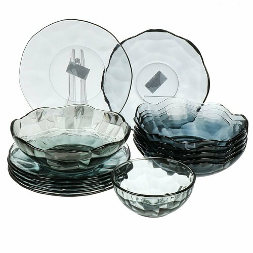 Сервиз столовый стекло 14 предметов на 6 персон Black Diamond 50556 2125₽