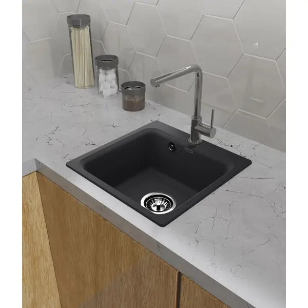 Мойка для кухни врезная Granfest Smart GF-SM 430 43x43 см глубина чаши 17 см мраморная крошка цвет черный