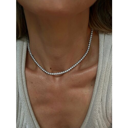 Колье LU Jewel серебро 925 проба фианит длина 42 см серебристыйбелый 14290₽