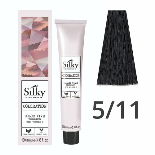 фото Краска для волос профессиональная silky color vive/ultralift 5/11 светлый каштановый пепельный интенсивный, 100 мл