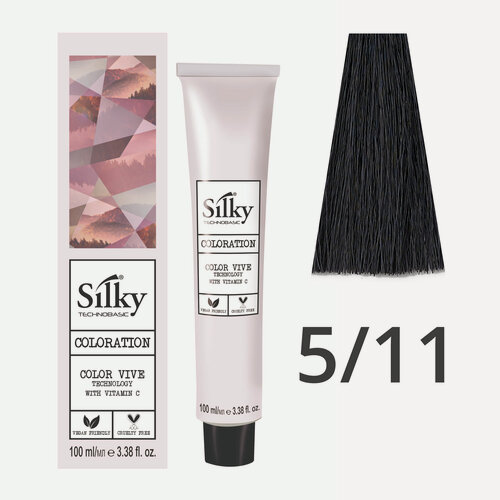 Изображение товара Краска для волос профессиональная Silky Color Vive/Ultralift 5/11 Светлый каштановый Пепельный интенсивный, 100 мл