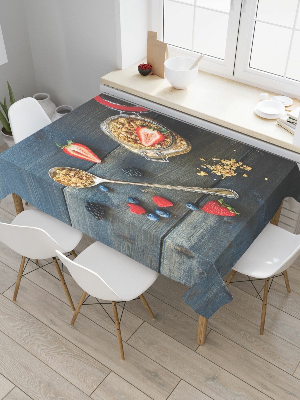 Прямоугольная водоотталкивающая скатерть на стол "Концепция Диеты" 120х145, JoyArty