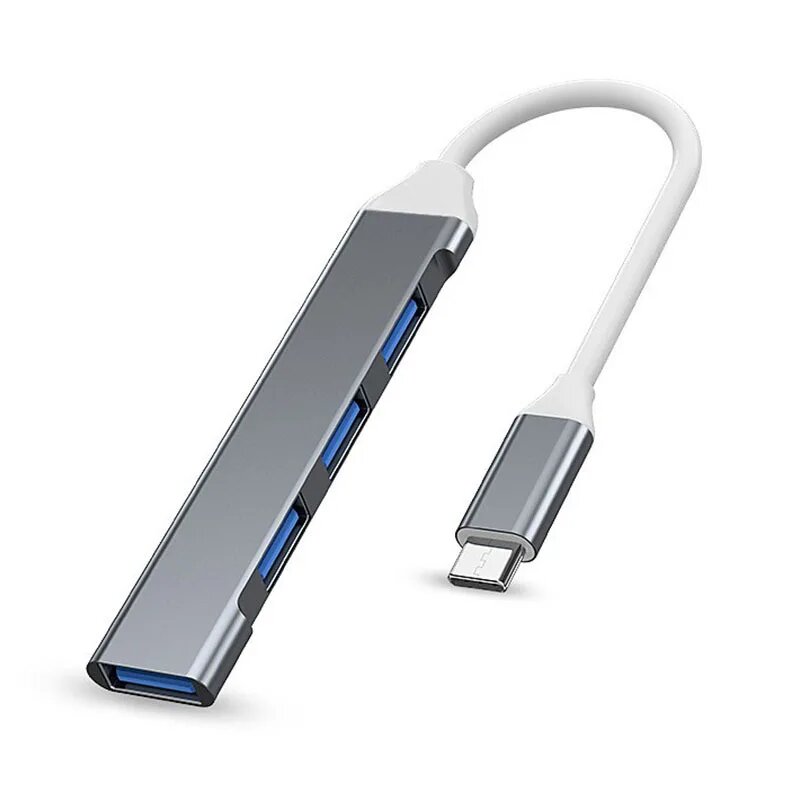ULOOPKY USB хаб 4 порта 3.0 + 3.0, Type-C Gray
