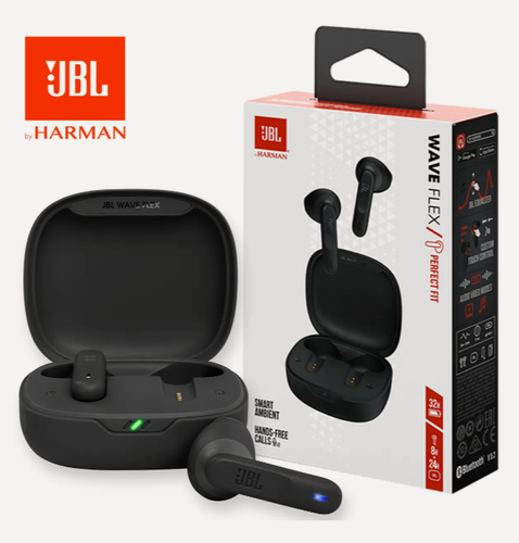 Изображение товара Беспроводные наушники JBL Wave Flex Black черные, Global, сенсорное управление, ANC, влагозащита