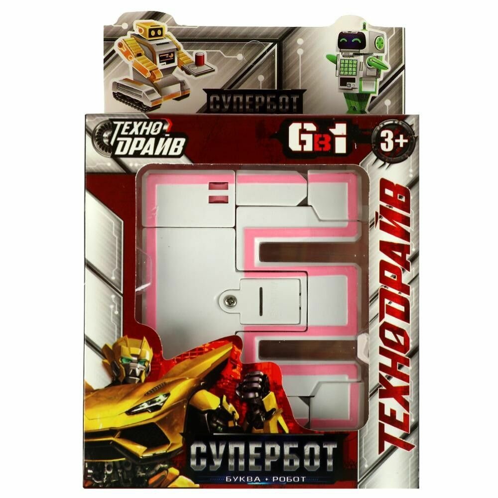 Трансформер-буква Технодрайв Супербот, 6 в 1, буквы А, Б, В, Г, Д, Е, пластик, в коробке, P309-H21471-R /288/ (337081)