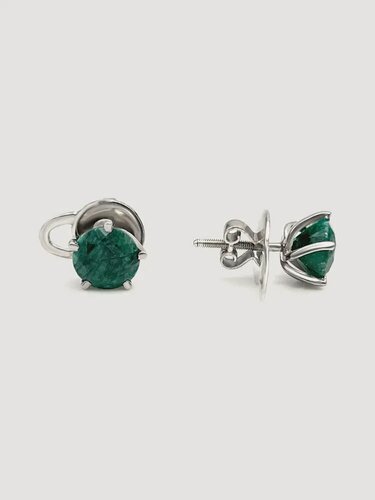 Изображение товара Серьги пусеты, серебро, 925 проба, изумруд