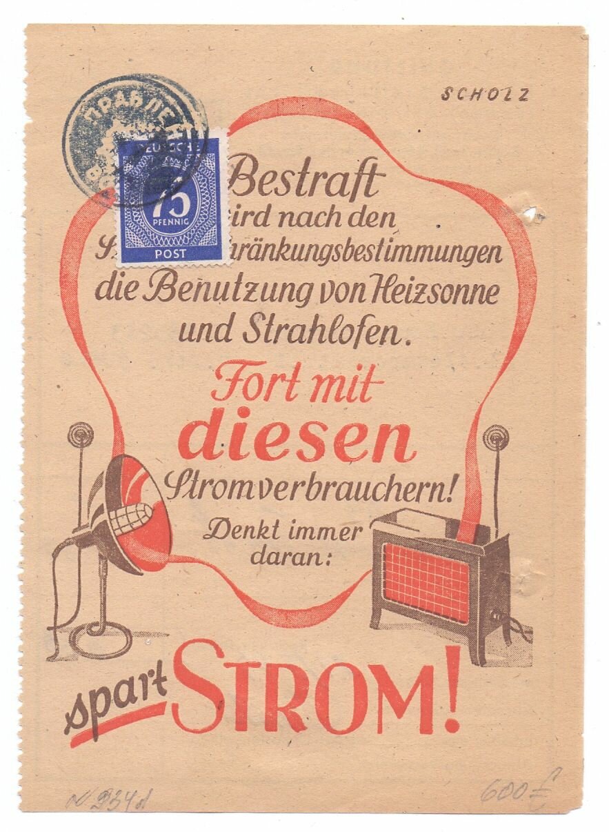 Карточка квитанция коллекционная Германия 1947 года  Союзническая оккупационная зона  Подписана  прошла почту  Очень Редкая 
