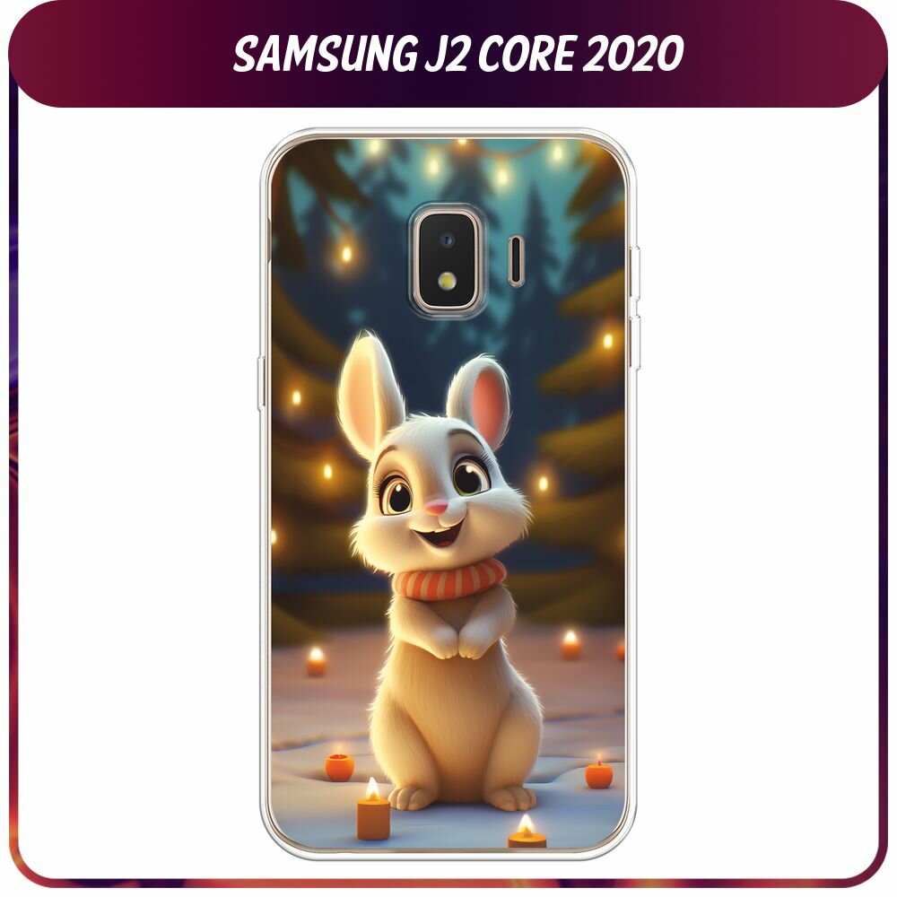 Чехол на Samsung Galaxy J2 Core (2018/2020) / Самсунг Галакси J2 Core (2020) с принтом "Кролик среди свечей"