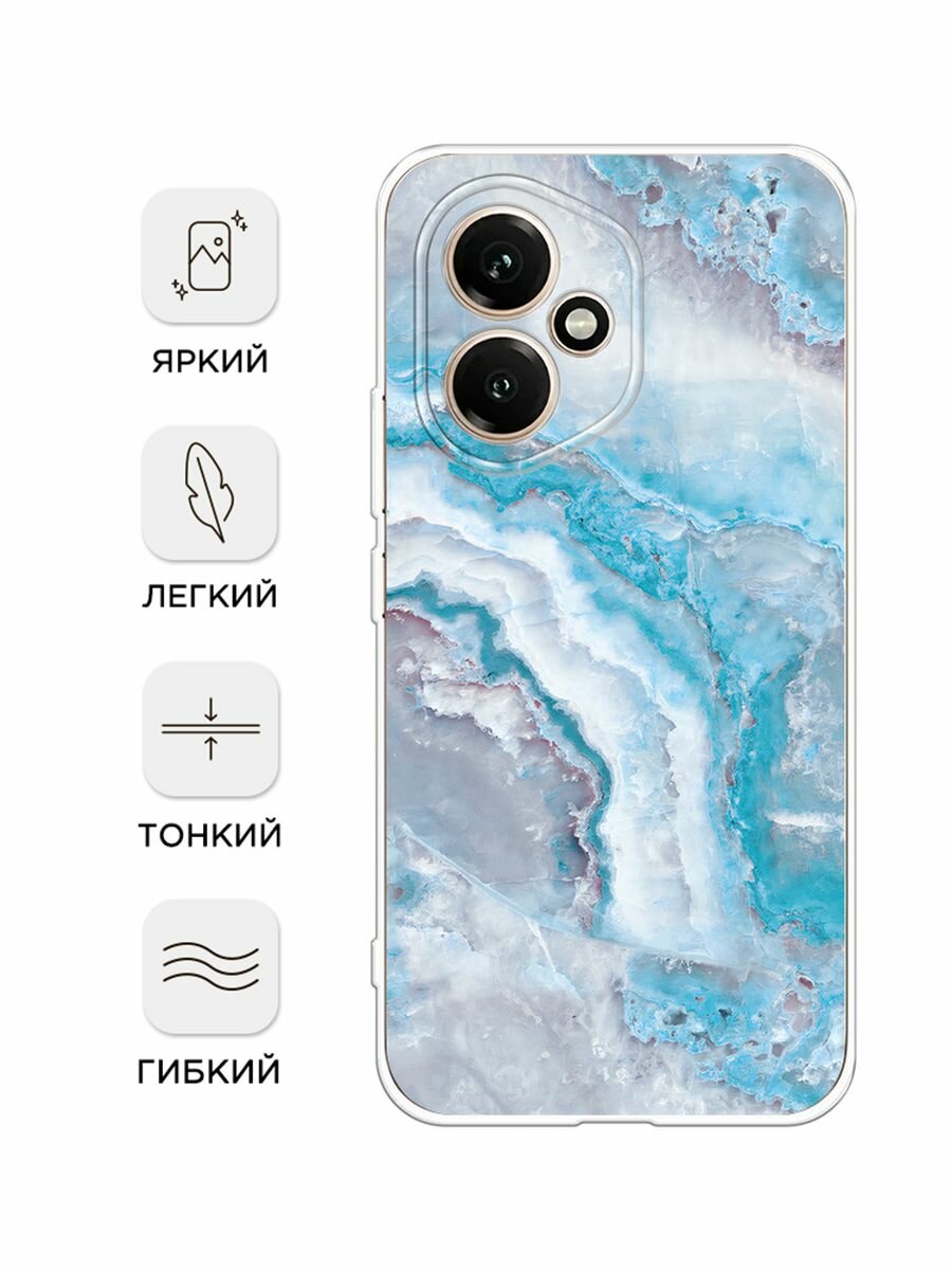 Чехол на Honor 400 / Хонор 400 с принтом "Нежно-голубой мрамор" — фото 1